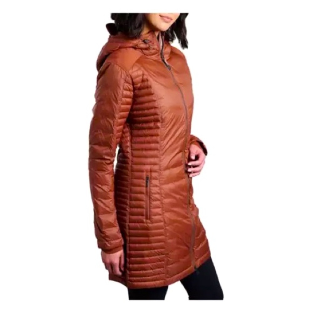 🎉HP🎉 Gorgeous Women's Kuhl Spyfire Hooded Mid Down Parka SZ: S, color Cinnamon
